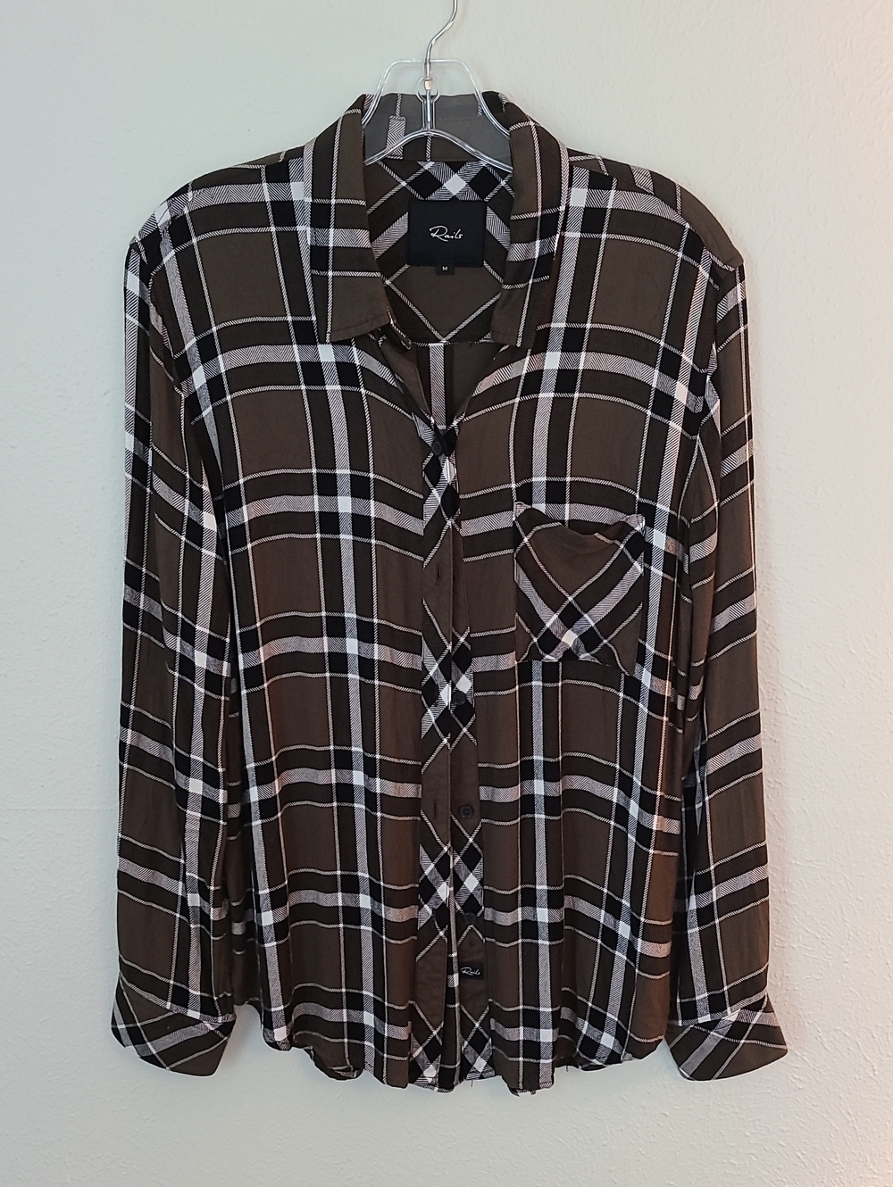 Rails Green, Black and White Plaid Button-Down Shirt
